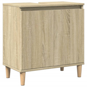Armario de lavabo madera contrachapada roble Sonoma 58x33x60 cm H