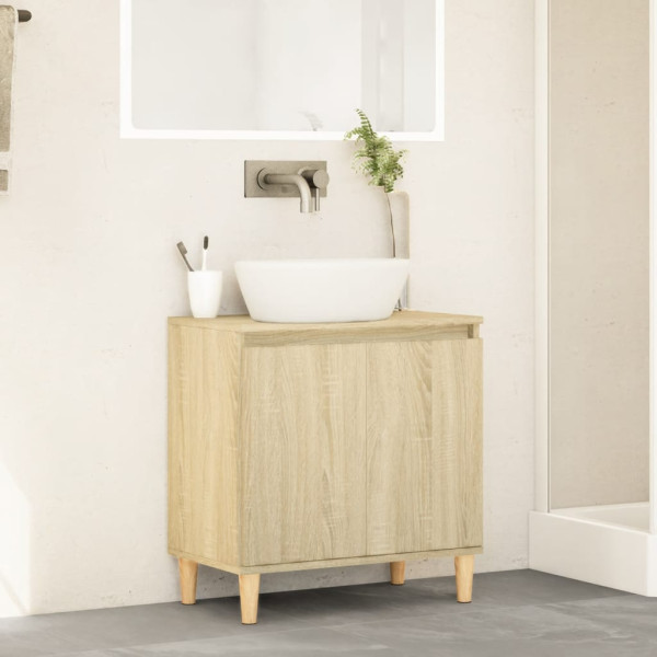 Armario de lavabo madera contrachapada roble Sonoma 58x33x60 cm M 3