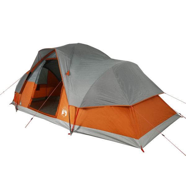 Tienda familiar con cúpula impermeable 9 personas gris naranja M 5