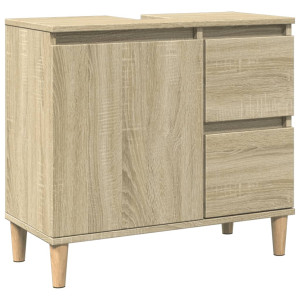 Armario de baño madera contrachapada roble Sonoma 65x33x60 cm H