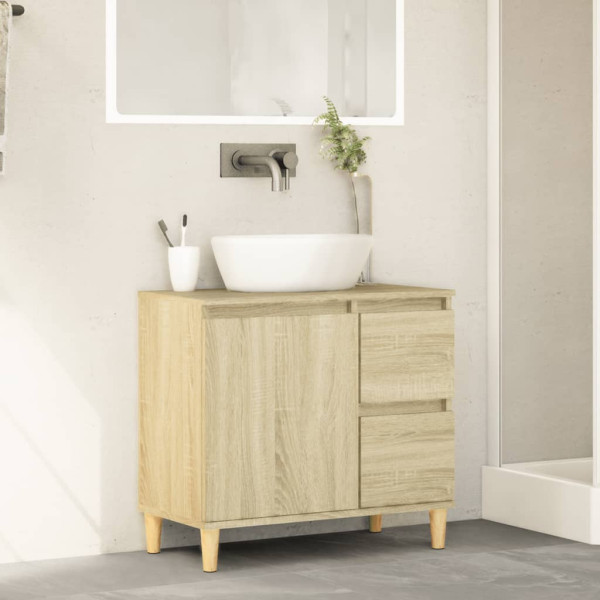Armario de baño madera contrachapada roble Sonoma 65x33x60 cm M 3