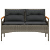 Banco de jardín con cojines ratán sintético gris 116x62.5x74 cm 4