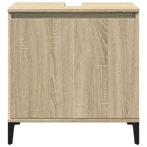 Armario de lavabo madera contrachapada roble Sonoma 58x33x60 cm M 4