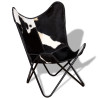 Silla mariposa de cuero auténtico negro y blanco 4