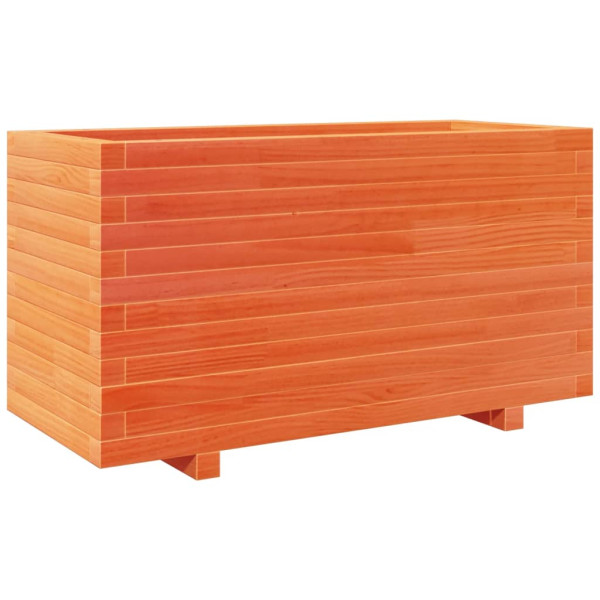 Jardinera madera maciza de pino marrón cera 90x40x49.5 cm M 2
