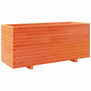 Jardinera madera maciza de pino marrón cera 110x40x49.5 cm H