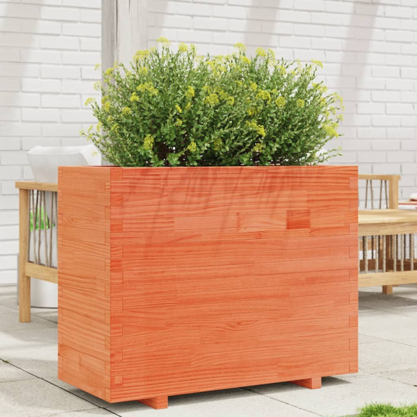 Jardinera madera maciza de pino marrón cera 90x40x72.5 cm D