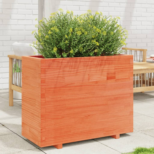 Jardinera madera maciza de pino marrón cera 90x40x72.5 cm M 3
