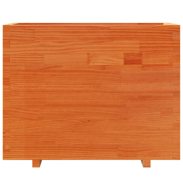 Jardinera madera maciza de pino marrón cera 90x40x72.5 cm M 5
