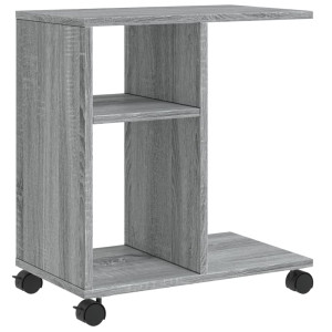 Mesa auxiliar ruedas madera ingeniería gris Sonoma 50x30x55 cm H