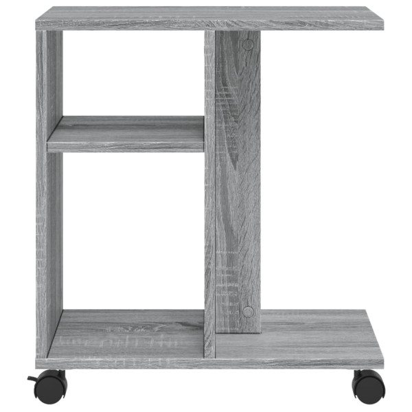 Mesa auxiliar ruedas madera ingeniería gris Sonoma 50x30x55 cm M 5