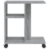 Mesa auxiliar ruedas madera ingeniería gris Sonoma 50x30x55 cm 5