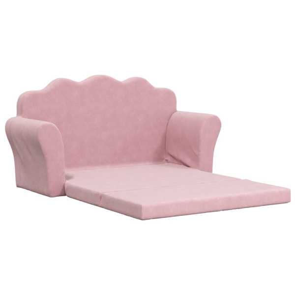 Sofá-cama infantil de 2 lugares pelúcia macia rosa M 4