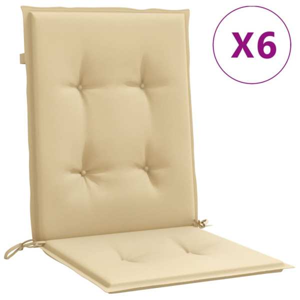 Cojines silla respaldo bajo 6 ud tela beige melange 100x50x4 cm M 2