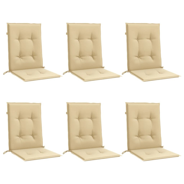 Cojines silla respaldo bajo 6 ud tela beige melange 100x50x4 cm M 3