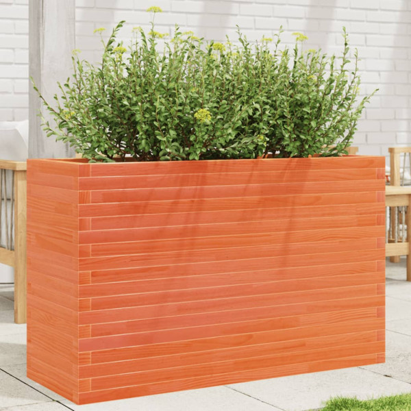 Jardinera madera maciza de pino marrón cera 110x40x68.5 cm D