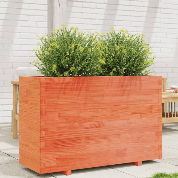Jardinera madera maciza de pino marrón cera 110x40x72.5 cm D