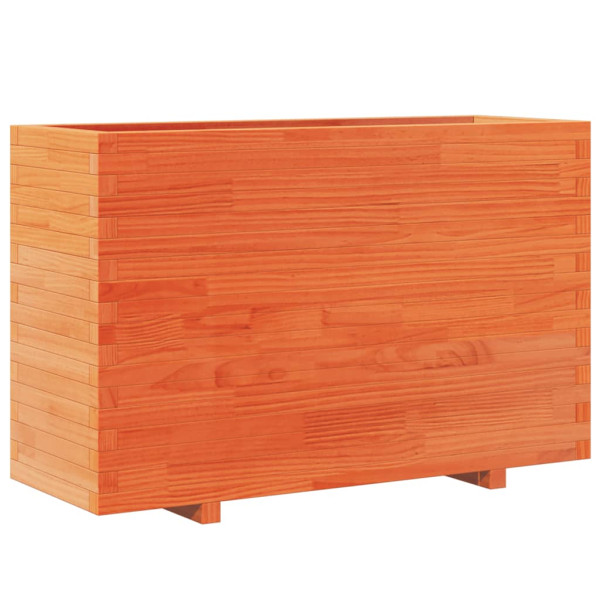 Jardinera madera maciza de pino marrón cera 110x40x72.5 cm M 2