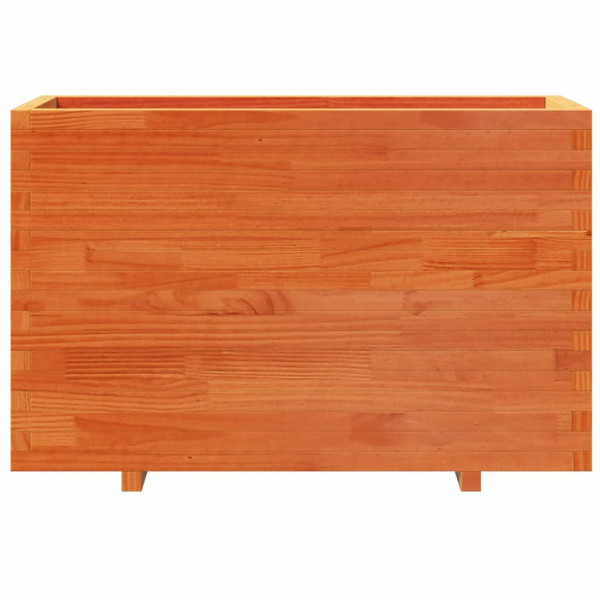 Jardinera madera maciza de pino marrón cera 110x40x72.5 cm M 5