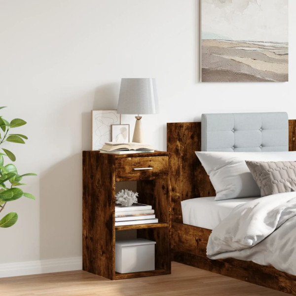 Mesa de cabeceira 35x34x65 cm derivados madeira carvalho fumado M 3