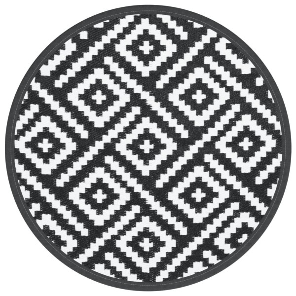 Alfombra de exterior PP blanco y negro Ø160 cm M 2