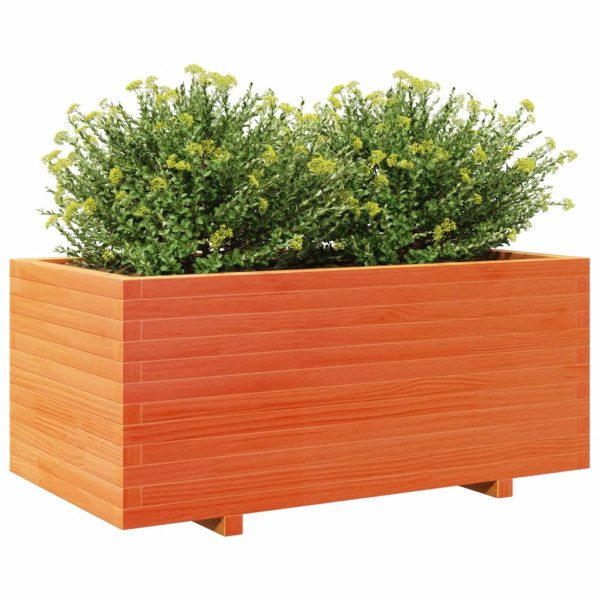 Jardinera madera maciza de pino marrón cera 110x60x49.5 cm M 4