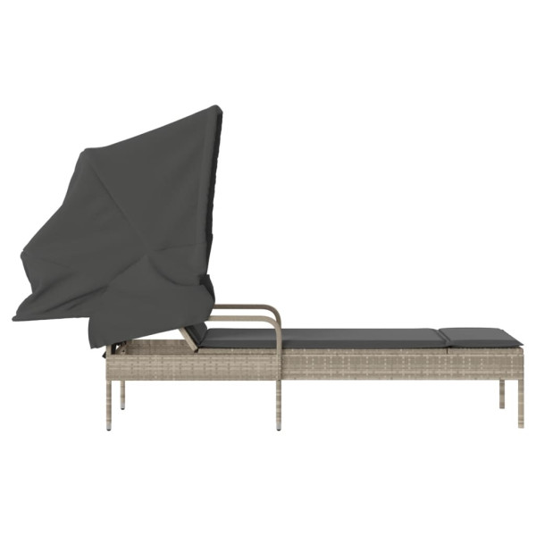 Tumbona con capota ratán sintético gris claro M 5