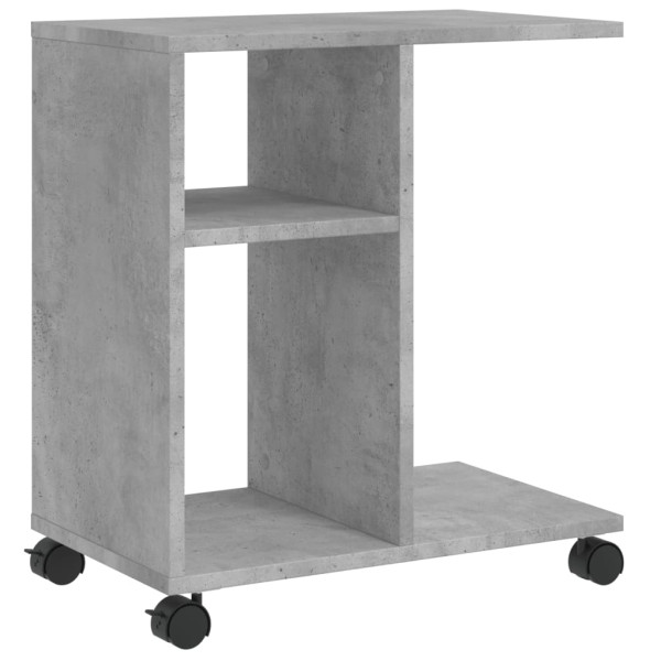 Mesa auxiliar ruedas madera ingeniería gris hormigón 50x30x55cm M 2