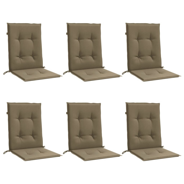 Cojines silla respaldo bajo 6 ud tela taupe melange 100x50x4 cm M 3