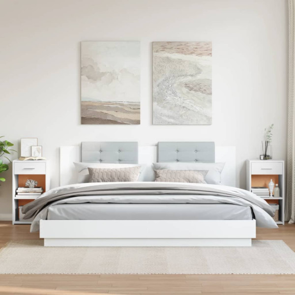 Mesas de cabeceira 2 pcs 35x34x65cm derivados de madeira branco M 3