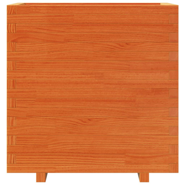 Jardinera madera maciza de pino marrón cera 70x40x72.5 cm M 5