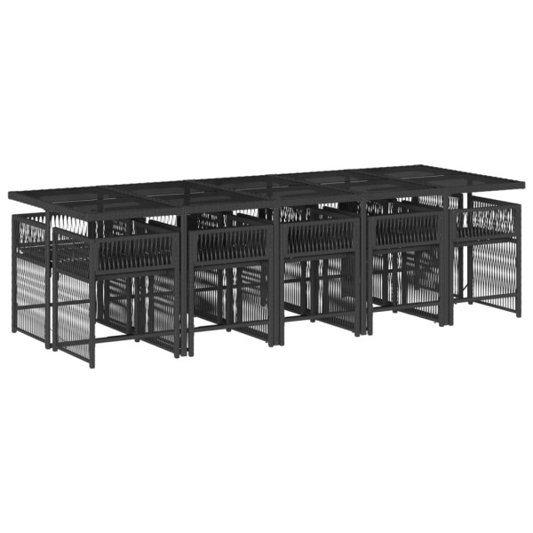 Set de comedor jardín 11 pzas con cojines ratán sintético negro M 3