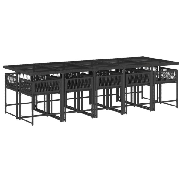 Set de comedor jardín 11 pzas con cojines ratán sintético negro M 3