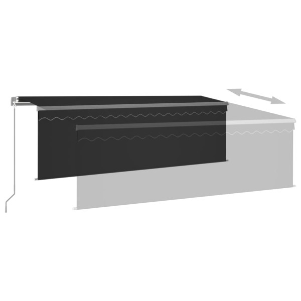 Toldo retrátil manual com estore e luzes LED 4.5x3 m antracite M 4