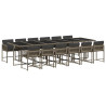 Set comedor de jardín con cojines 13 pzas ratán sintético gris 2
