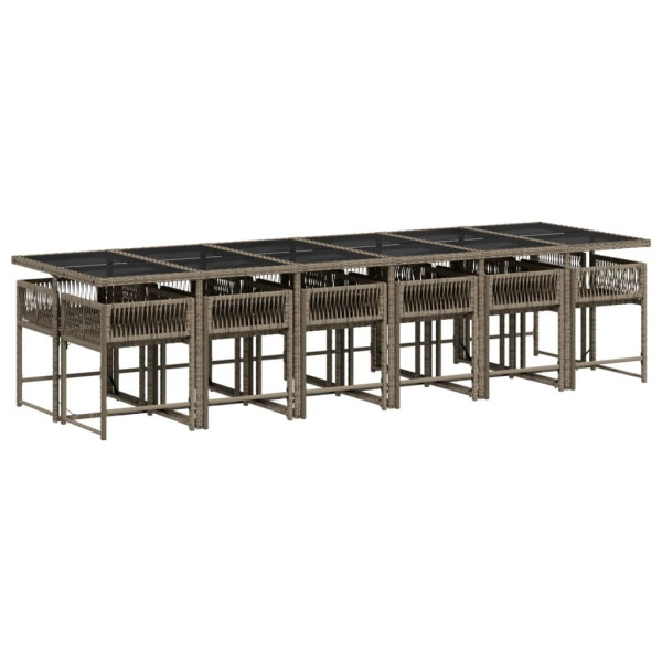 Set comedor de jardín con cojines 13 pzas ratán sintético gris M 3