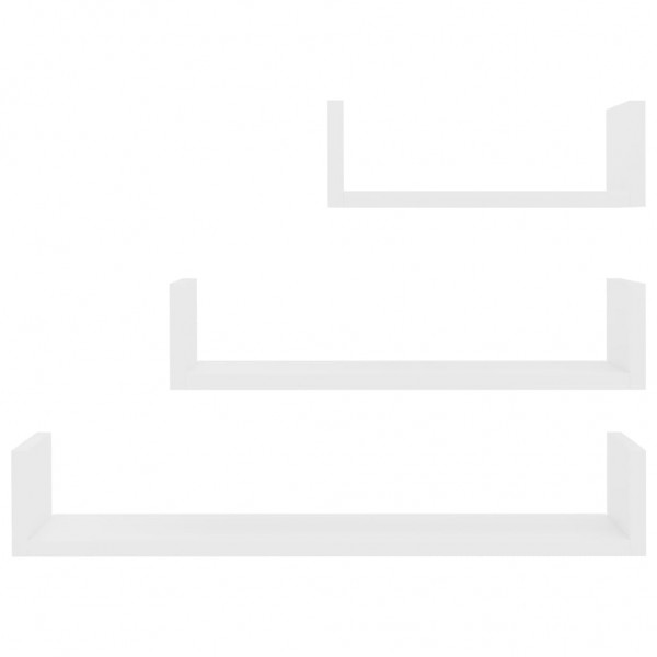 Estante de pared 3 piezas madera contrachapada blanco M 4