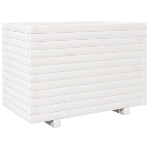 Jardinera madera maciza de pino blanco 70x40x49.5 cm H