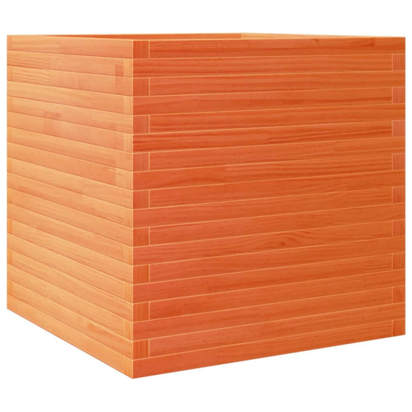 Jardinera de madera maciza de pino marrón cera 70x70x68.5 cm M 2