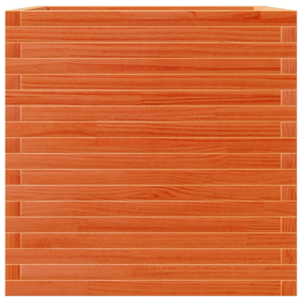 Jardinera de madera maciza de pino marrón cera 70x70x68.5 cm M 5
