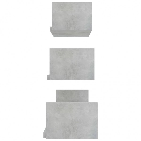 Estantes de pared 3 piezas madera contrachapada gris hormigón M 5