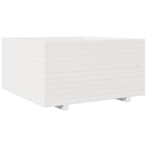 Vaso/floreira de jardim 90x90x49.5 cm pinho maciço branco H