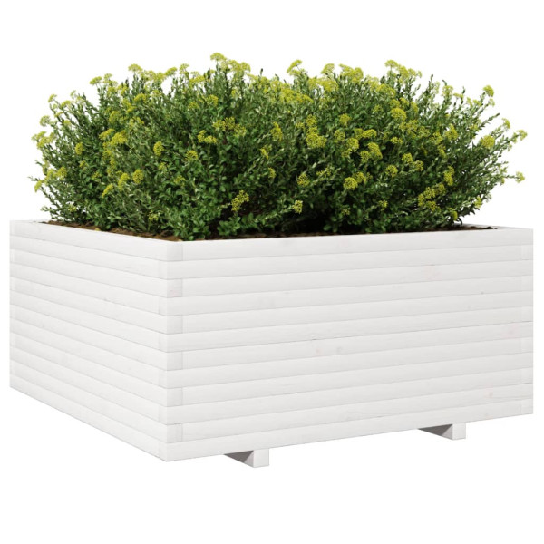 Vaso/floreira de jardim 100x100x49.5 cm pinho maciço branco M 4