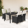 Set de muebles jardín 5 pzas con cojines ratán sintético negro 1