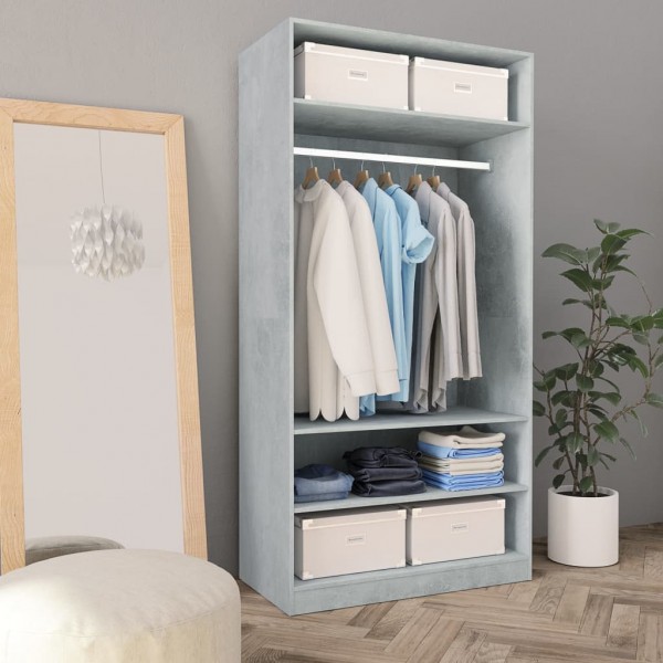 Roupeiro 100x50x200 cm contraplacado cinzento cimento M 4