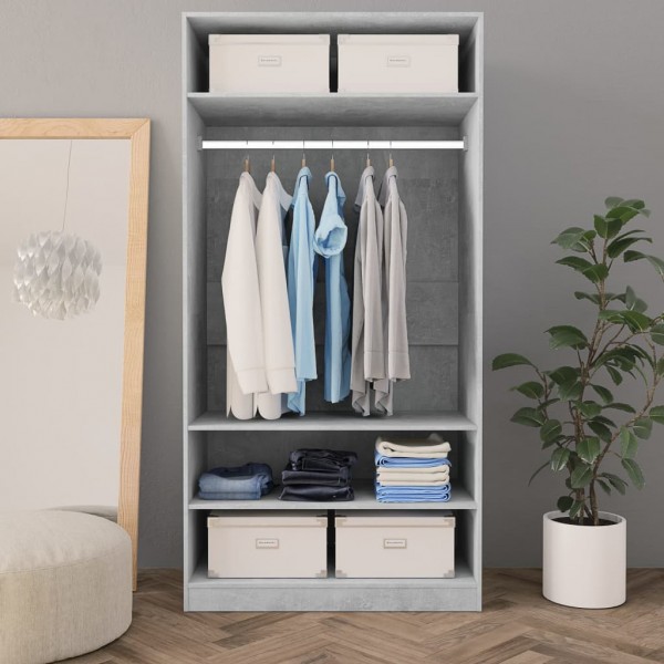 Roupeiro 100x50x200 cm contraplacado cinzento cimento M 5