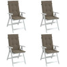 Cojines silla respaldo alto 4 uds tela taupe melange 120x50x4cm 1