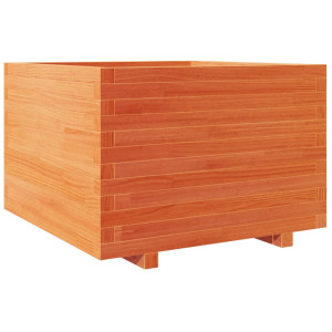 Jardinera madera maciza de pino marrón cera 70x70x49.5 cm H