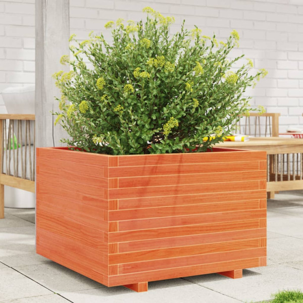 Jardinera madera maciza de pino marrón cera 70x70x49.5 cm M 3