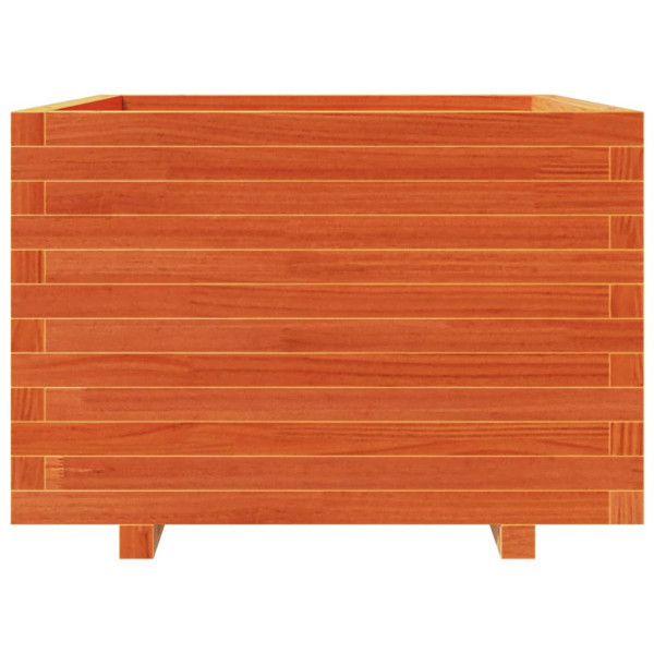 Jardinera madera maciza de pino marrón cera 70x70x49.5 cm M 5